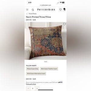 Pottery Barn Navin Printed Throw pillow Cover 22” square